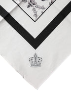Dolce & Gabbana White Crown Cotton Men Square Foulard Scarf - Zeiniez