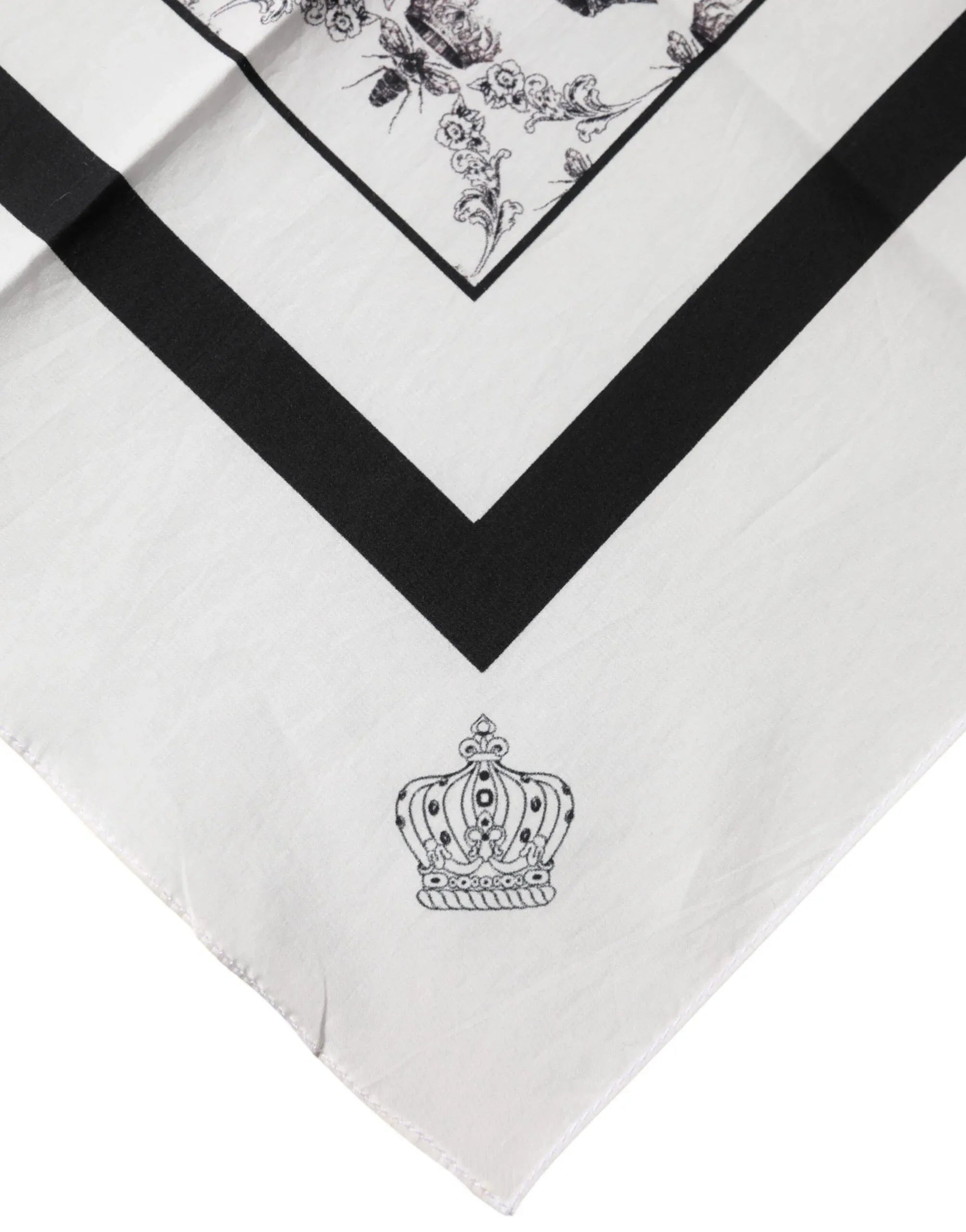 Dolce & Gabbana White Crown Cotton Men Square Foulard Scarf - Zeiniez