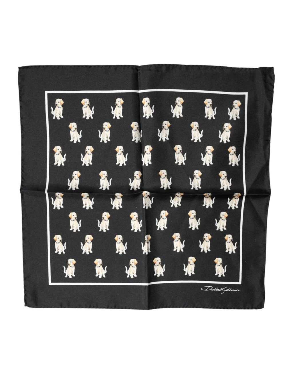 Dolce & Gabbana Black Dog Print Square Handkerchief Scarf - Zeiniez