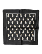 Dolce & Gabbana Black Dog Print Square Handkerchief Scarf - Zeiniez