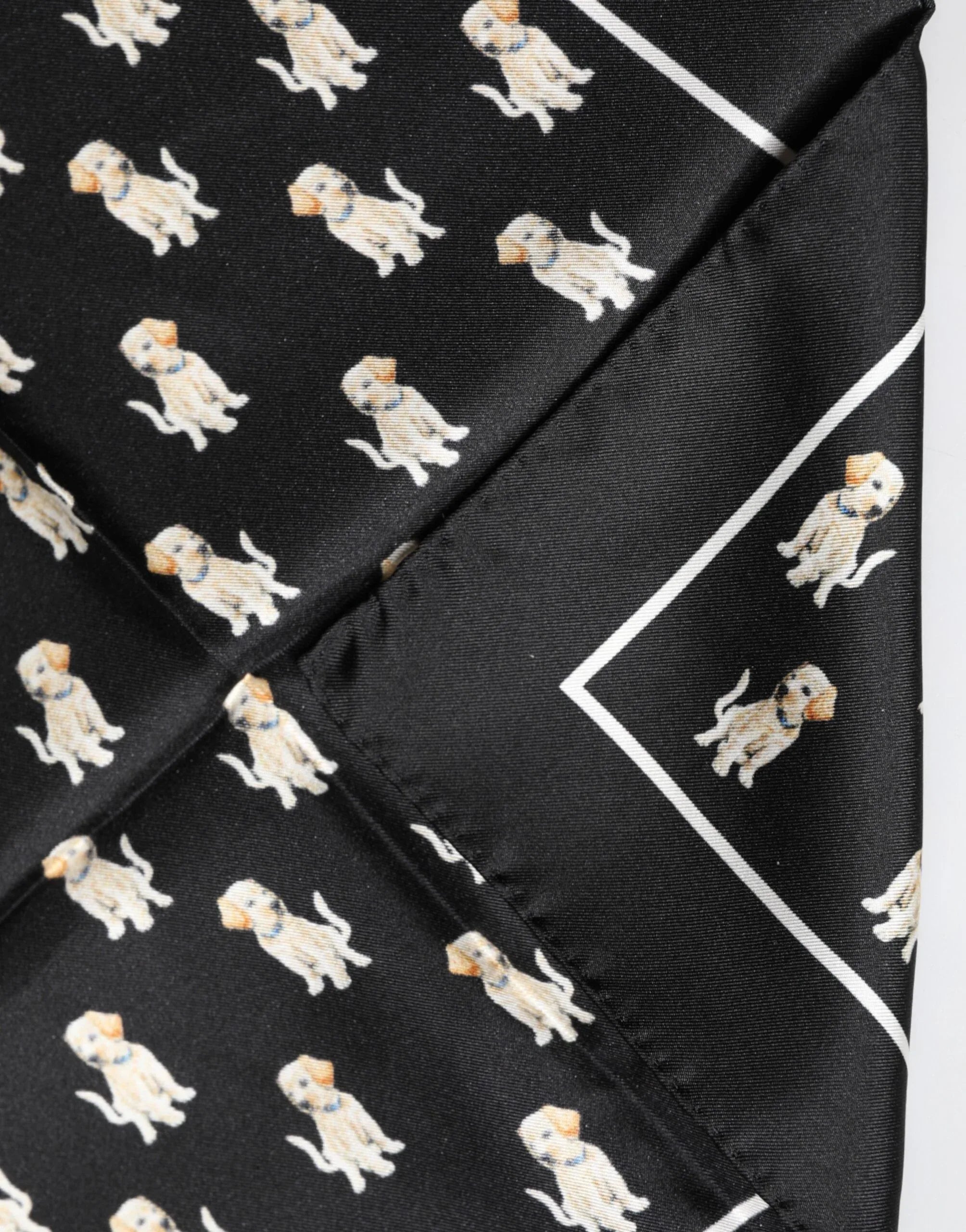 Dolce & Gabbana Black Dog Print Square Handkerchief Scarf - Zeiniez