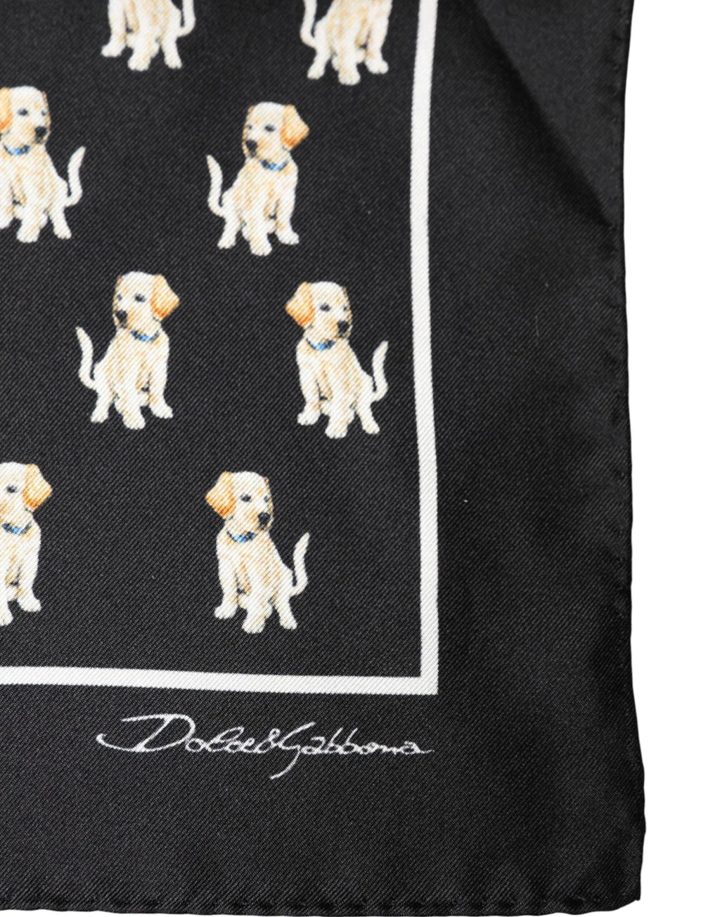 Dolce & Gabbana Black Dog Print Square Handkerchief Scarf - Zeiniez