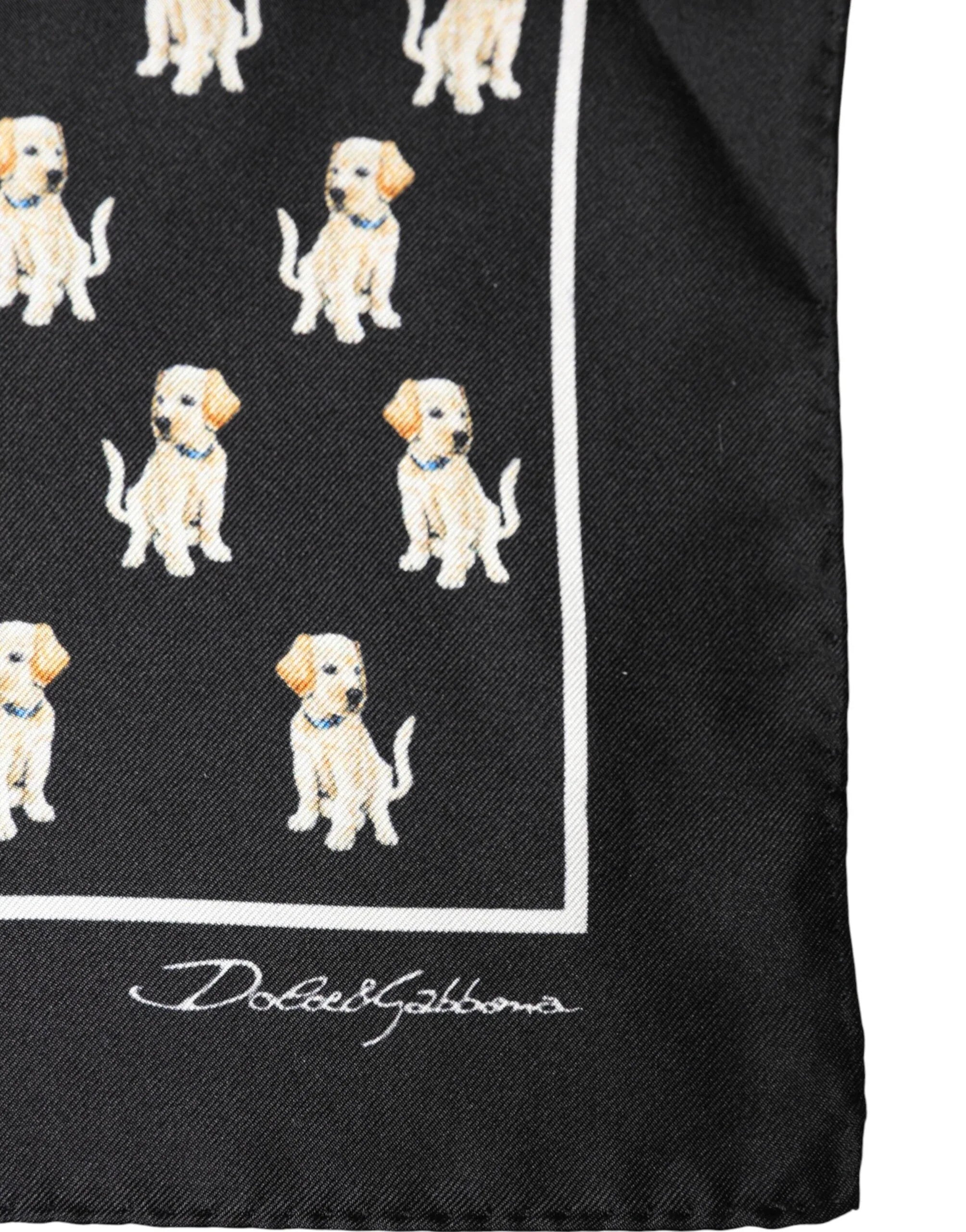 Dolce & Gabbana Black Dog Print Square Handkerchief Scarf - Zeiniez