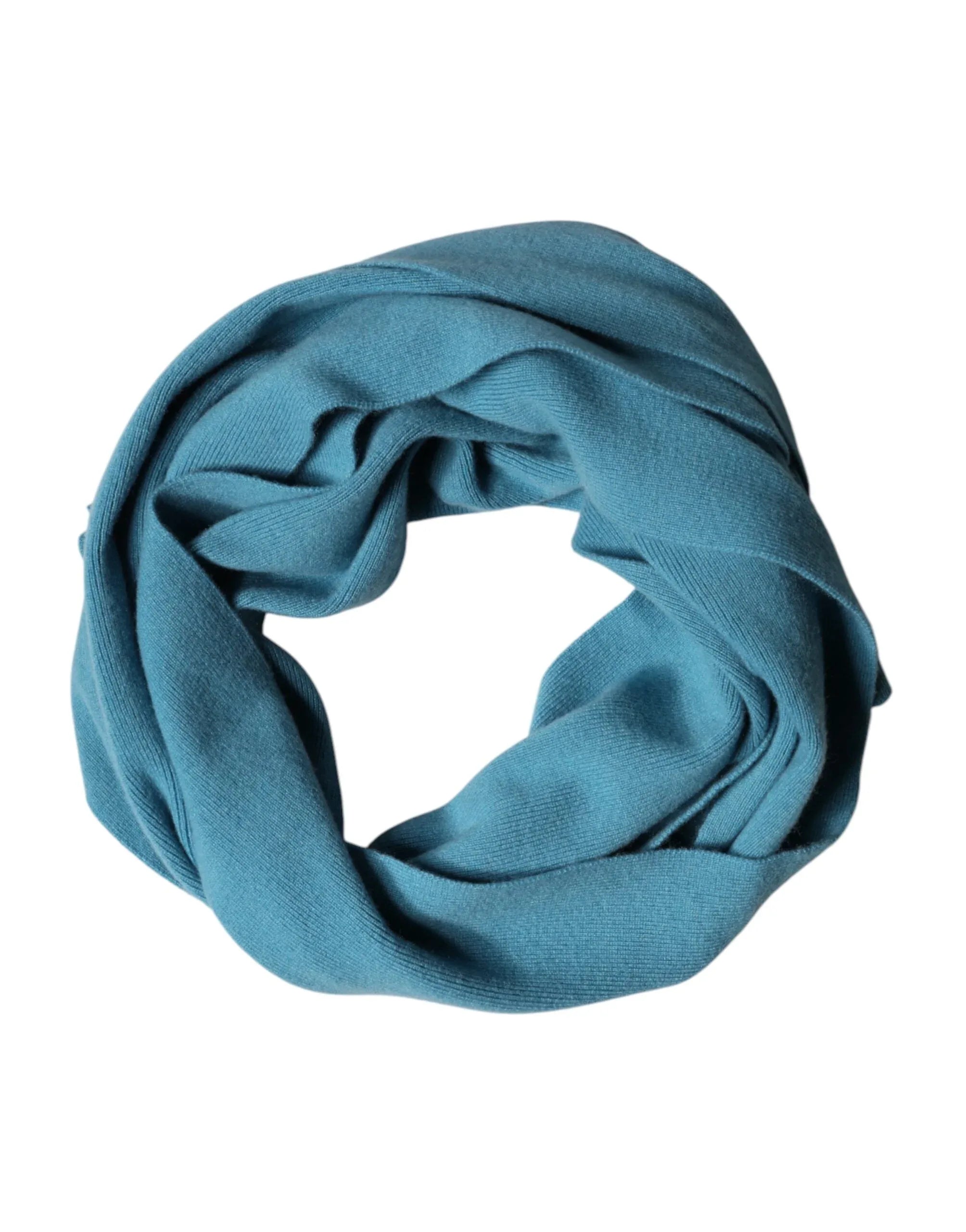 Dolce & Gabbana Blue Cashmere Knit Neck Wrap Shawl Scarf - Zeiniez