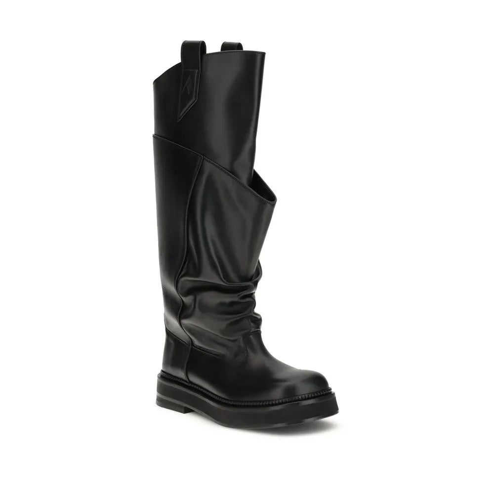 The Attico Black Calf Leather Bos Taurus Boots - Zeiniez