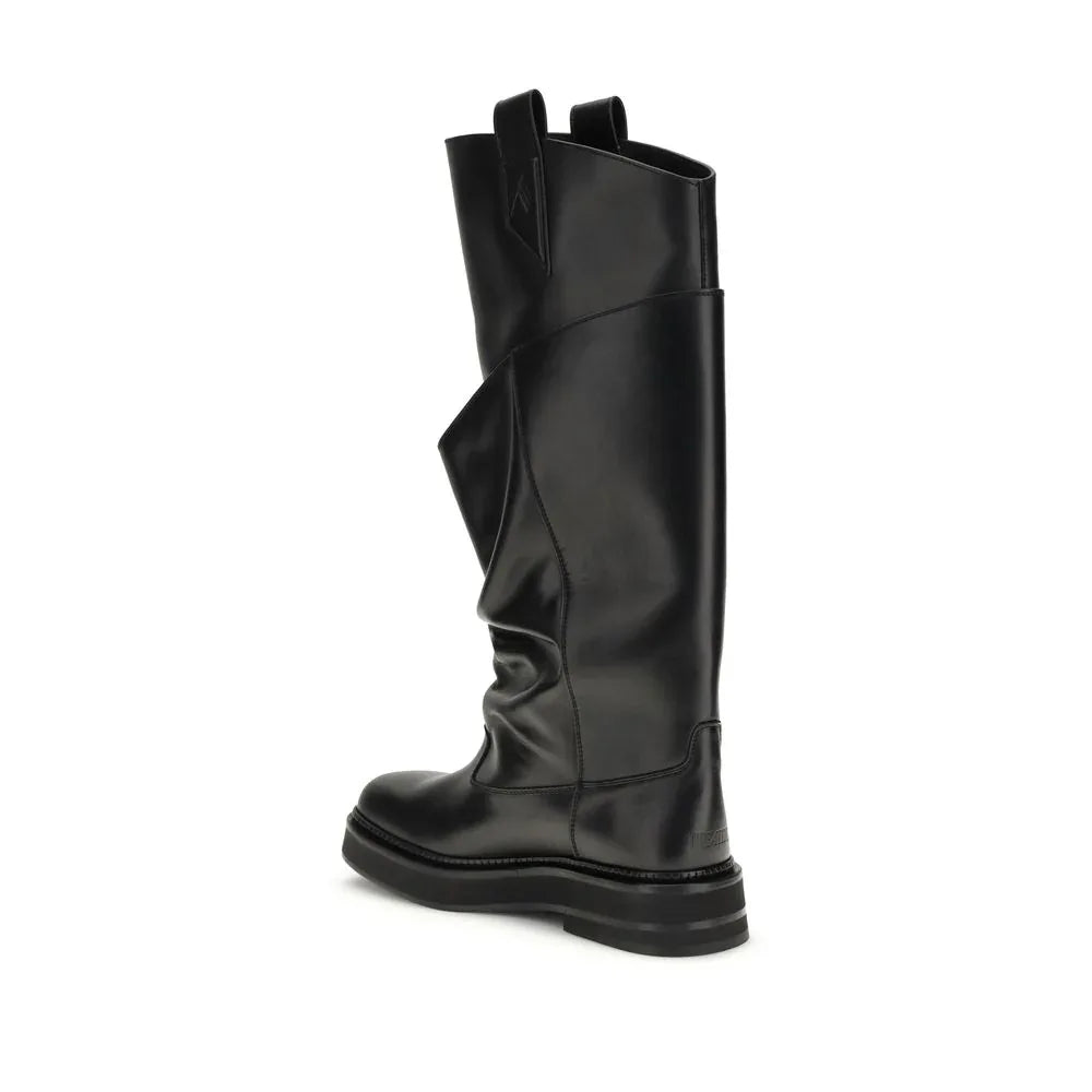The Attico Black Calf Leather Bos Taurus Boots - Zeiniez