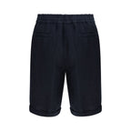 Brunello Cucinelli Blue Linen Bermuda Shorts