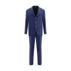 Brunello Cucinelli Blue Fleece Wool Two-Piece Suit - Zeiniez