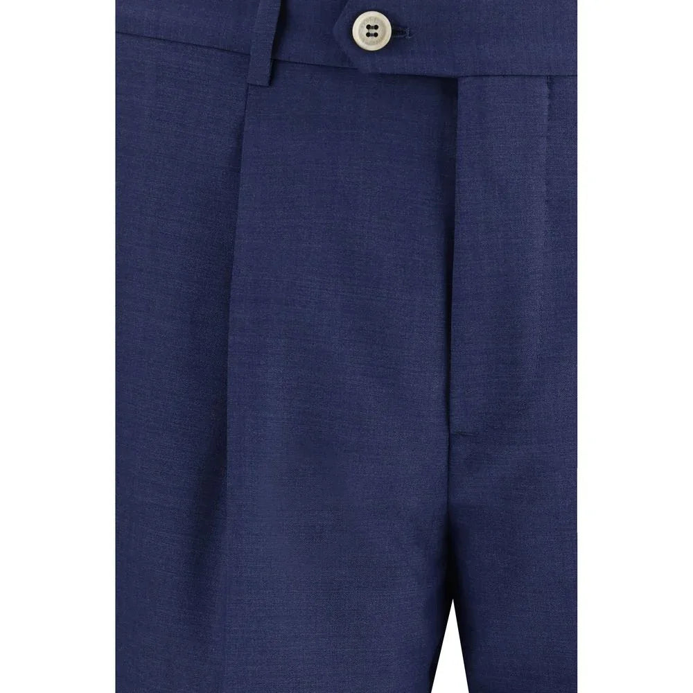 Brunello Cucinelli Blue Fleece Wool Two-Piece Suit - Zeiniez