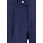 Brunello Cucinelli Blue Fleece Wool Two-Piece Suit - Zeiniez