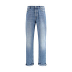 Brunello Cucinelli Blue Cotton Straight-Leg Jeans