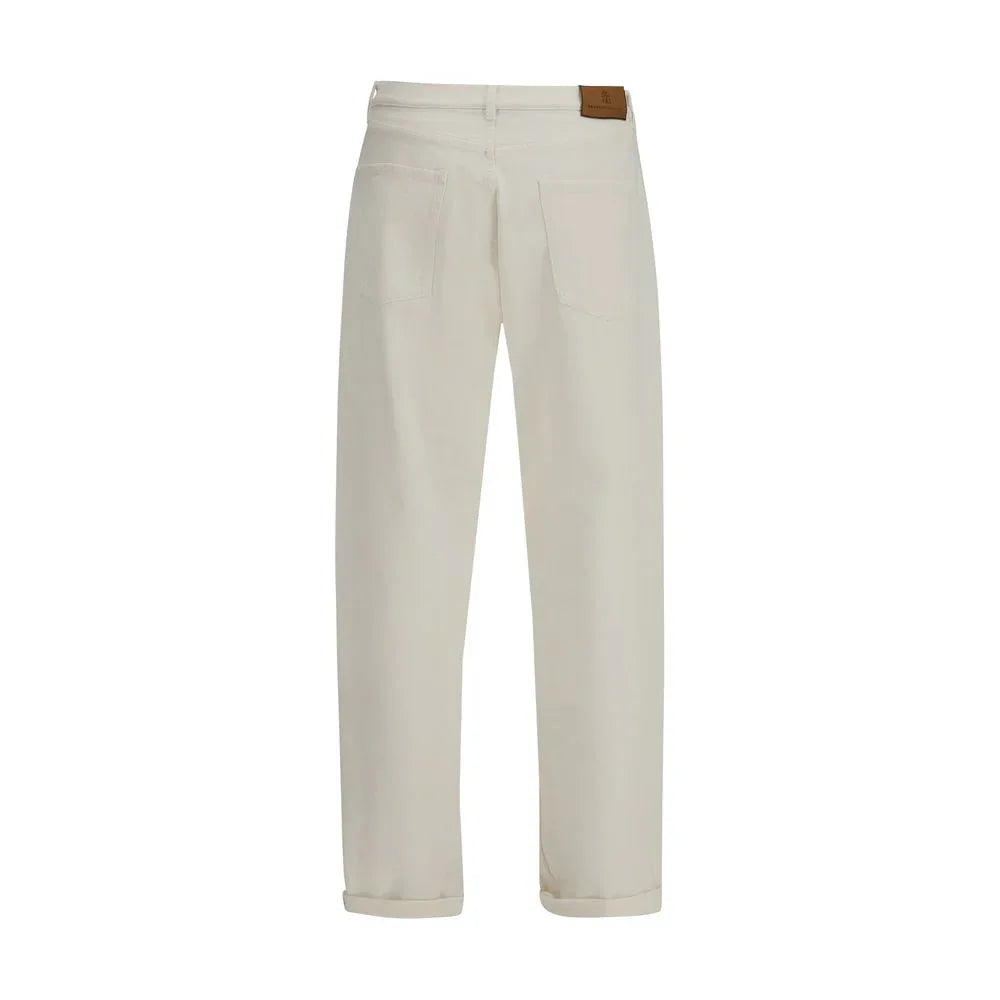 Brunello Cucinelli White Cotton Straight-Leg Jeans - Zeiniez