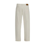 Brunello Cucinelli White Cotton Straight-Leg Jeans - Zeiniez