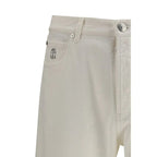Brunello Cucinelli White Cotton Straight-Leg Jeans - Zeiniez