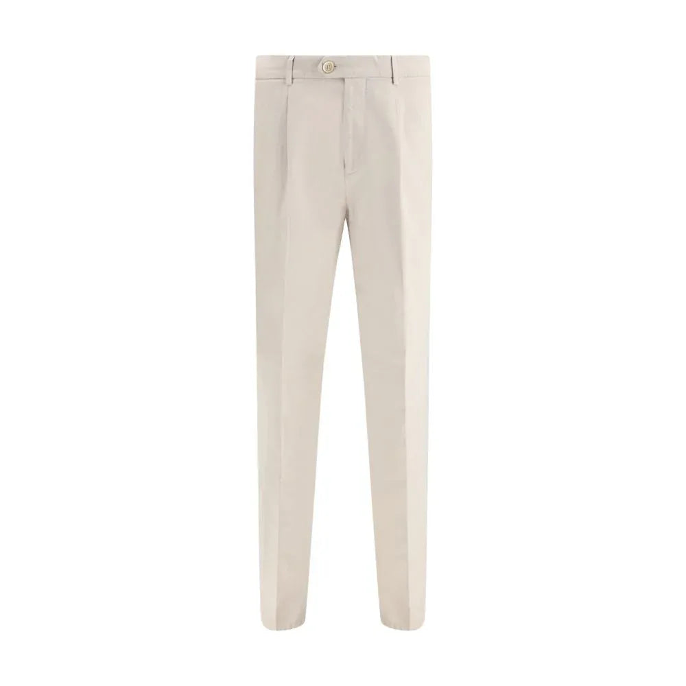 Brunello Cucinelli Beige Cotton Casual Pants - Zeiniez