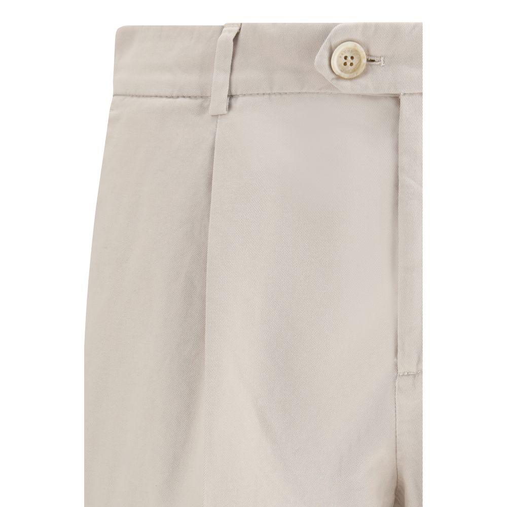 Brunello Cucinelli Beige Cotton Casual Pants - Zeiniez