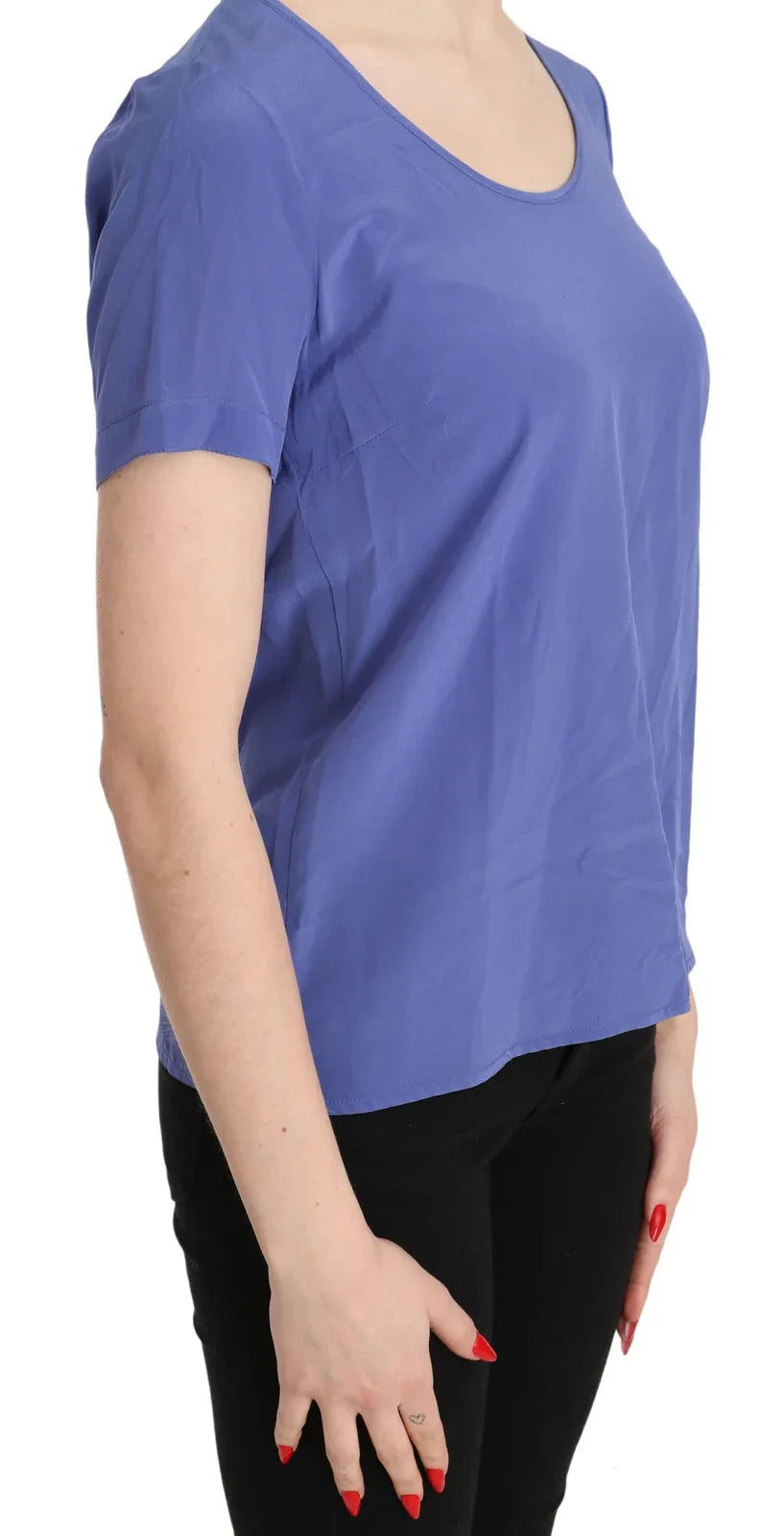Patrizia Pepe Silk Purple Short Sleeve Casual Top Blouse - Zeiniez