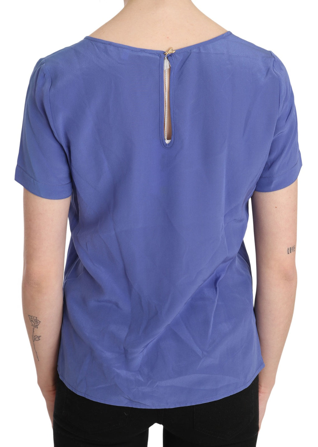Patrizia Pepe Silk Purple Short Sleeve Casual Top Blouse