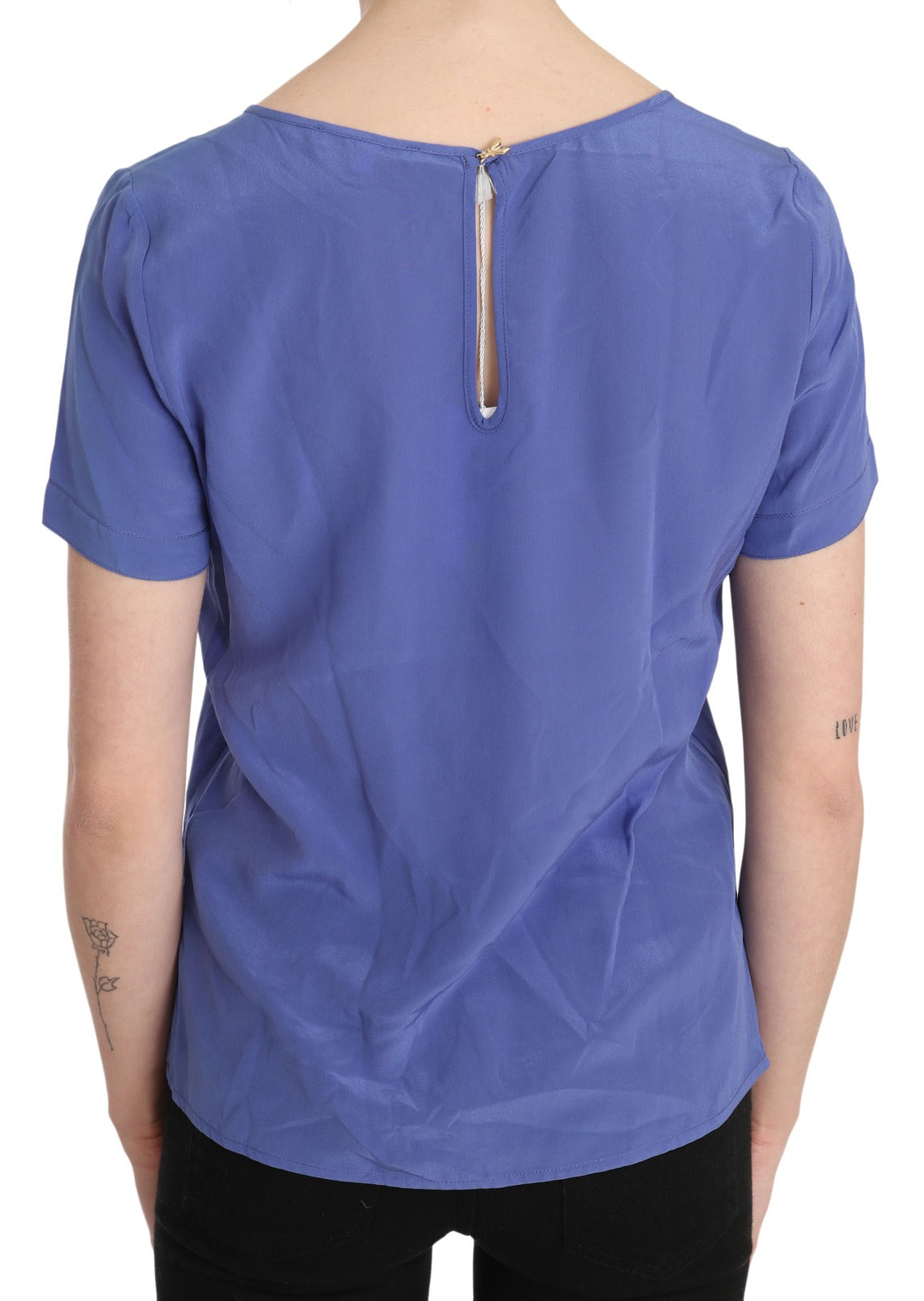 Patrizia Pepe Silk Purple Short Sleeve Casual Top Blouse