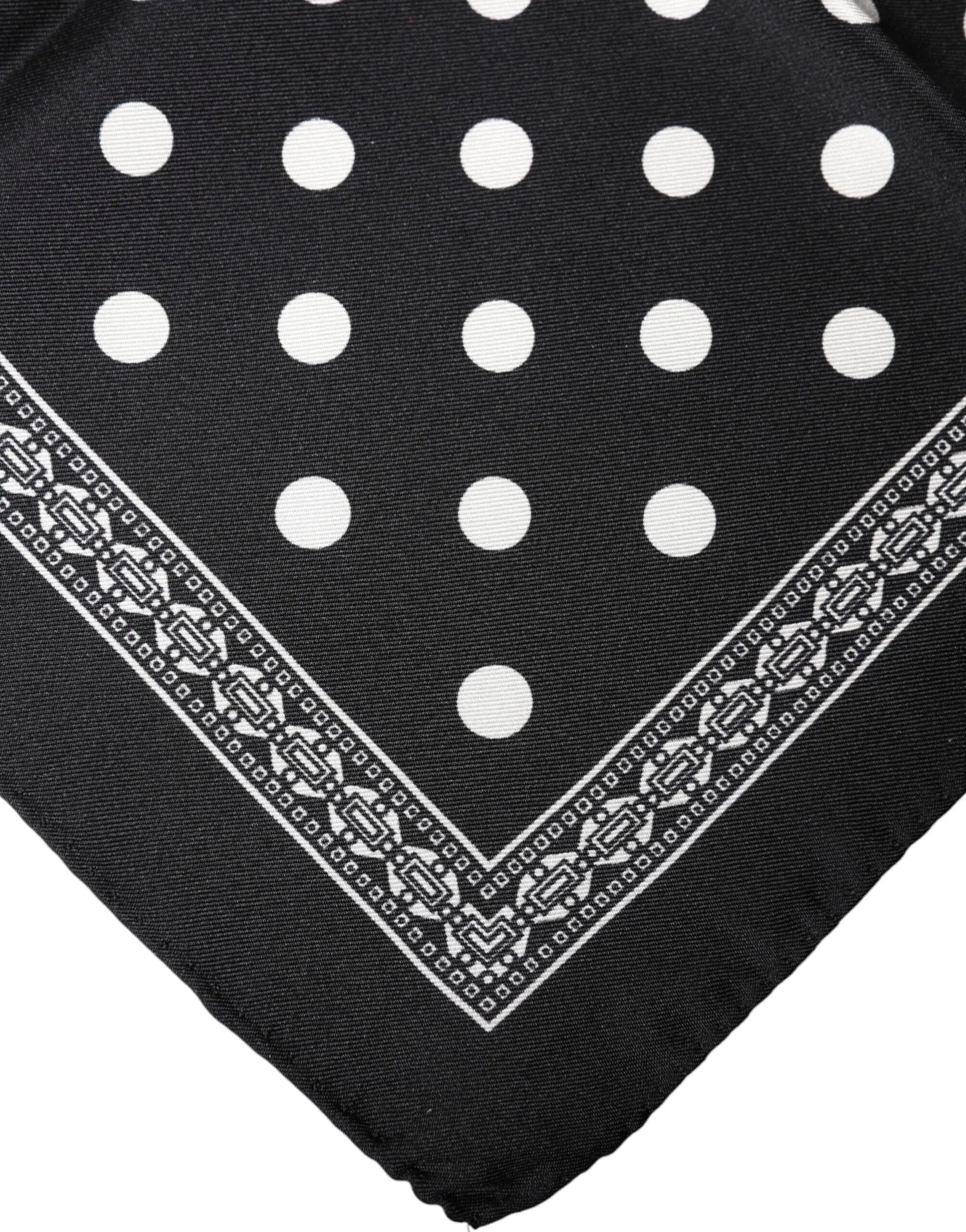 Dolce & Gabbana Black Polka Dot Square Handkerchief Scarf - Zeiniez