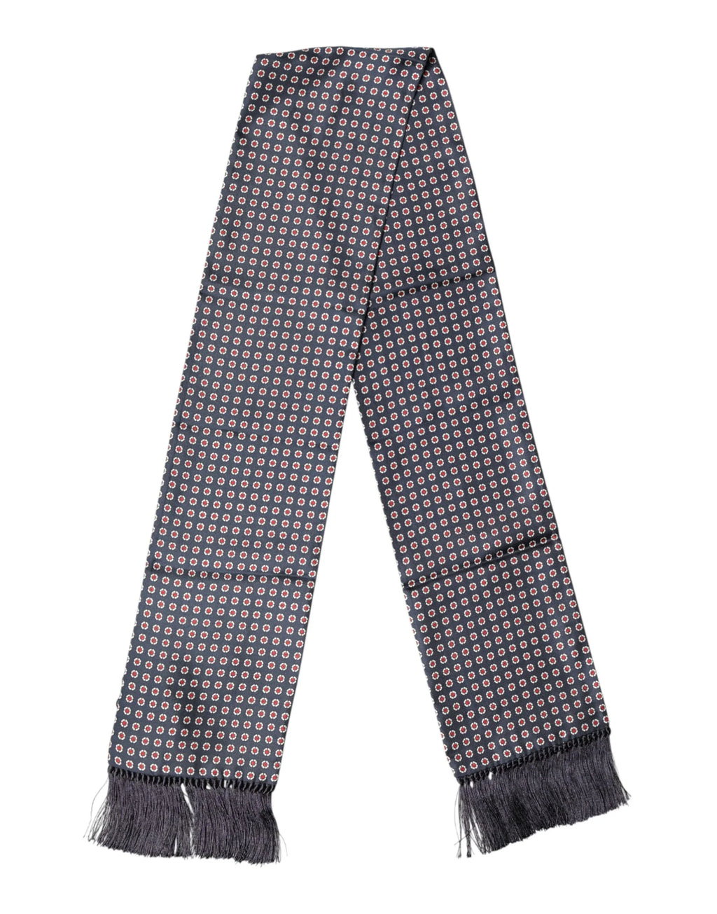 Dolce & Gabbana Black Patterned Fringes Neck Foulard Scarf - Zeiniez