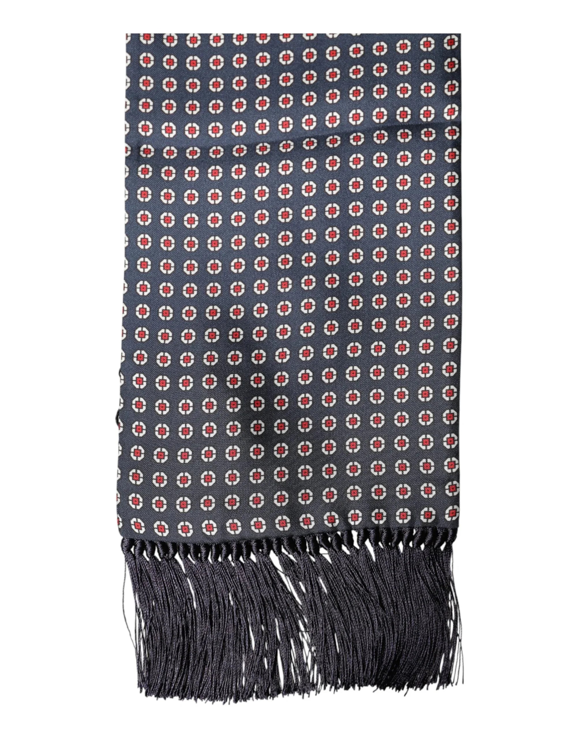 Dolce & Gabbana Black Patterned Fringes Neck Foulard Scarf - Zeiniez