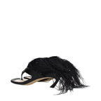 Lanvin Black Leather Flip-Flop Sandals