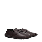 Dolce & Gabbana Brown Leather Slip-On Loafers - Zeiniez