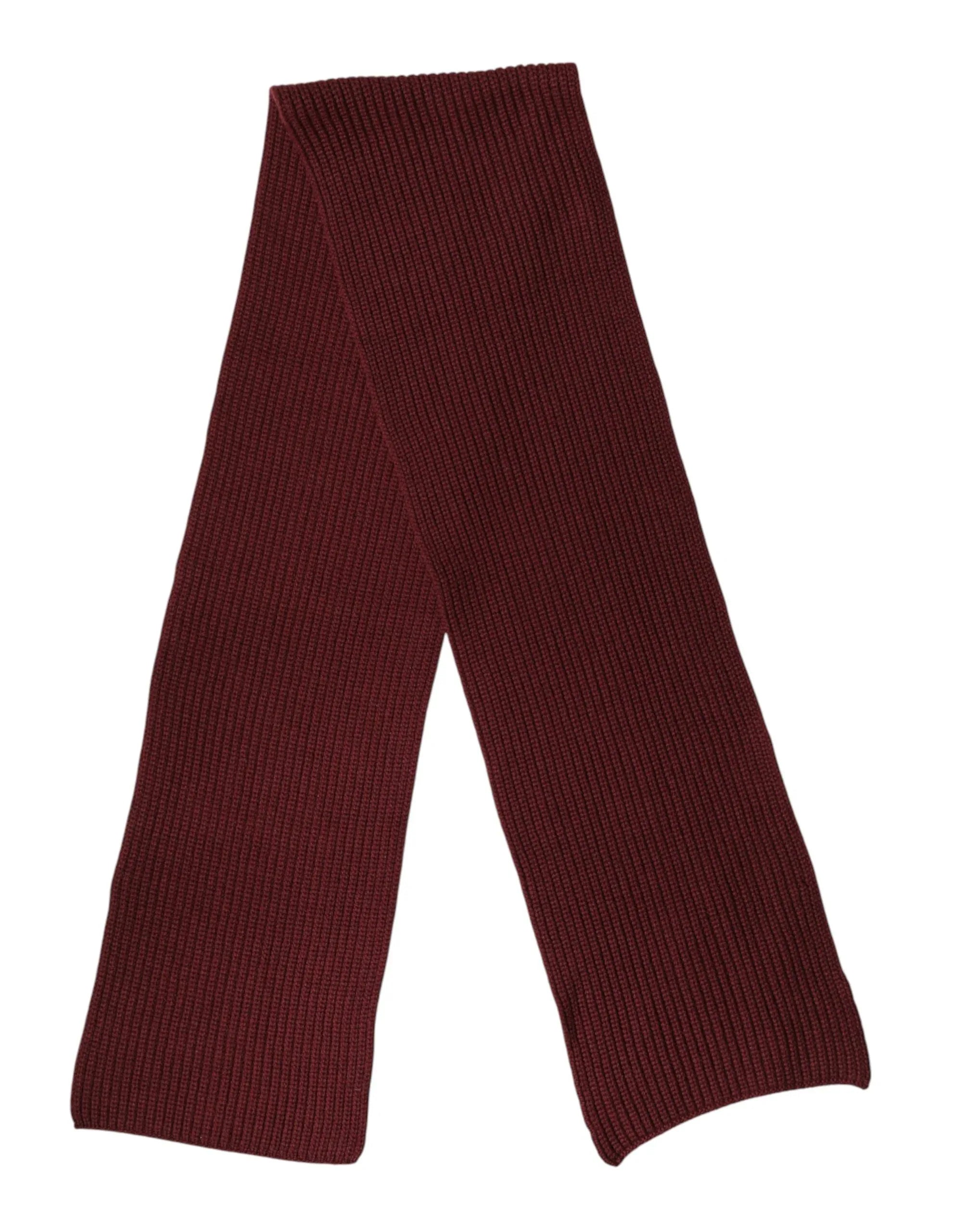 Dolce & Gabbana Maroon Cashmere Knitted NeckWrap Shawl Scarf - Zeiniez