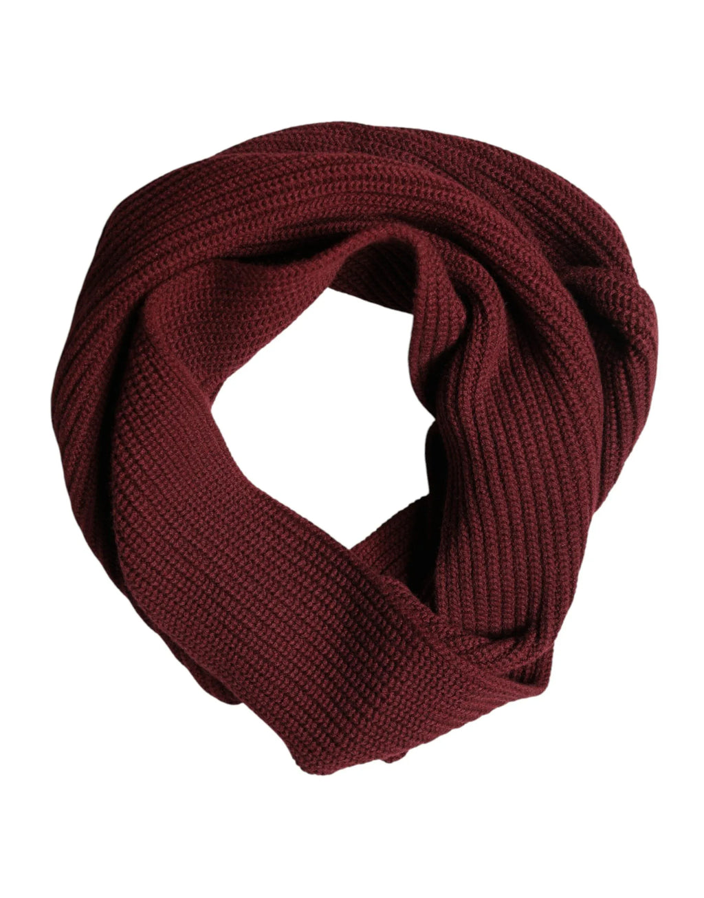 Dolce & Gabbana Maroon Cashmere Knitted NeckWrap Shawl Scarf - Zeiniez