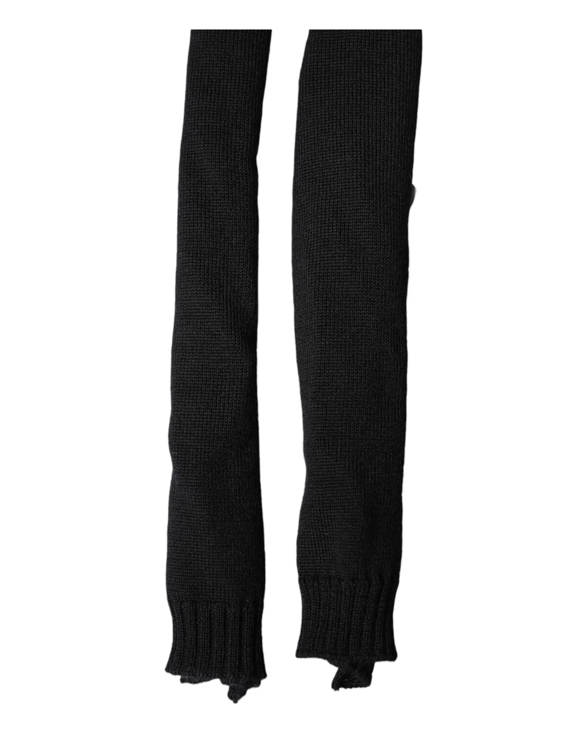 Dolce & Gabbana Black Wool Knitted Neck Wrap Shawl Men Scarf - Zeiniez