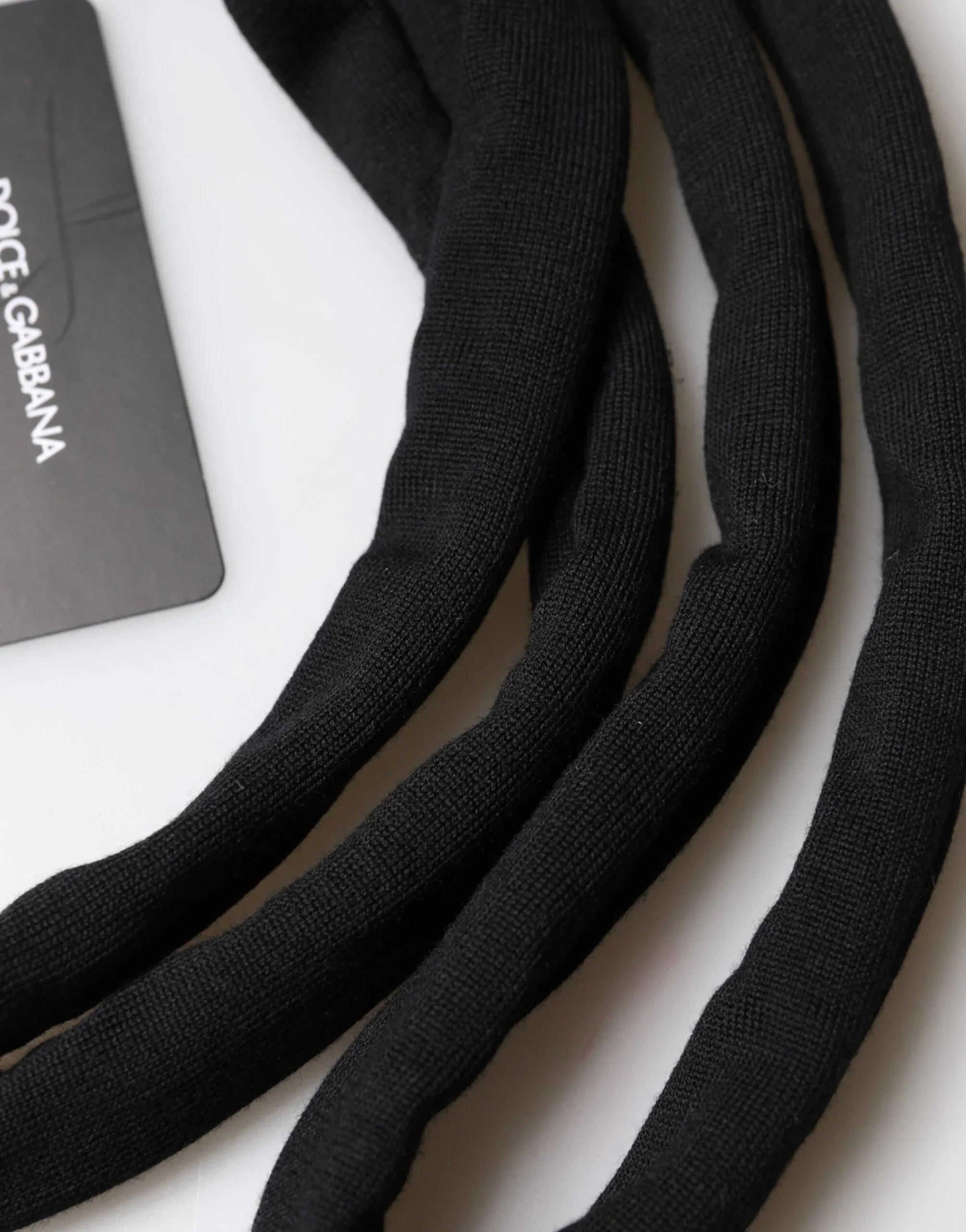 Dolce & Gabbana Black Wool Knitted Neck Wrap Shawl Men Scarf - Zeiniez