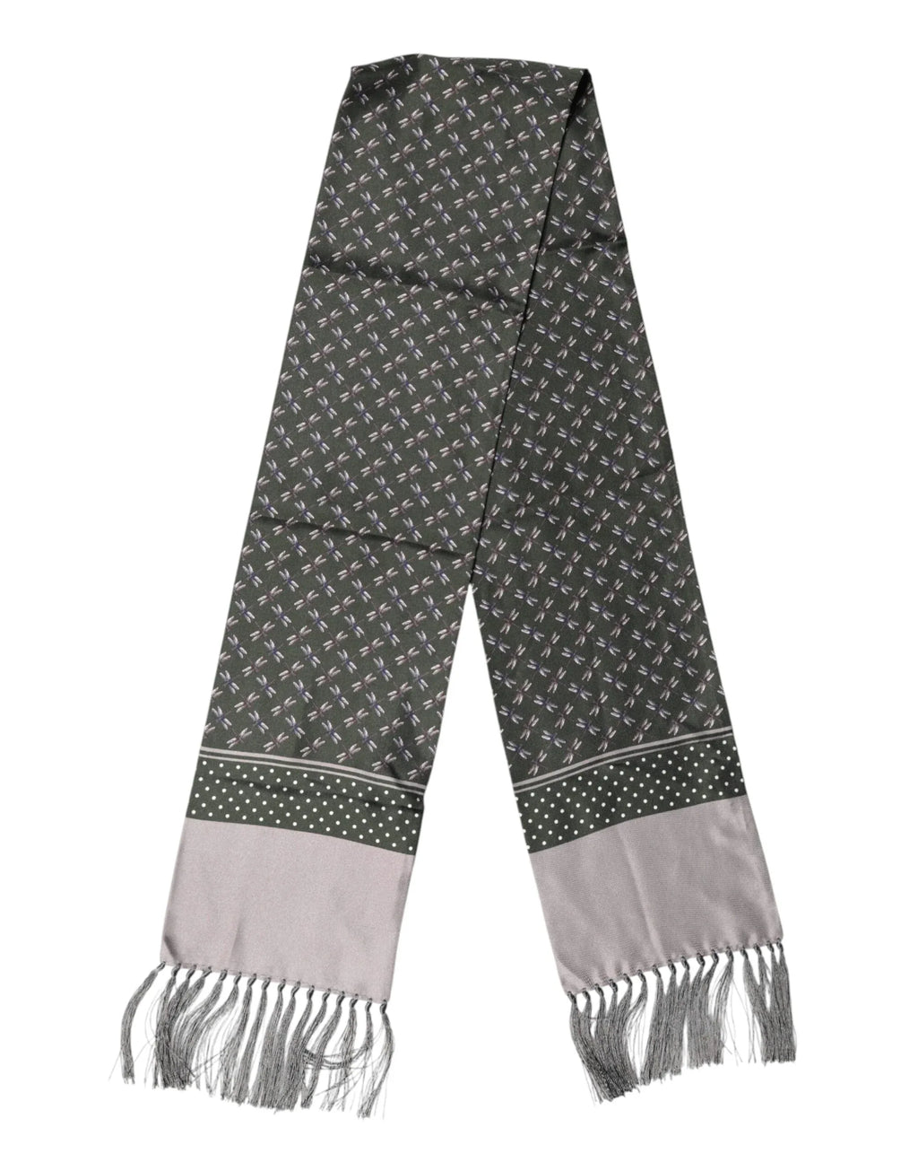 Dolce & Gabbana Gray Patterned Fringes Neck Foulard Scarf - Zeiniez