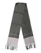 Dolce & Gabbana Gray Patterned Fringes Neck Foulard Scarf - Zeiniez
