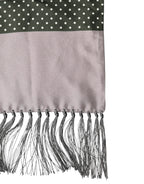Dolce & Gabbana Gray Patterned Fringes Neck Foulard Scarf - Zeiniez