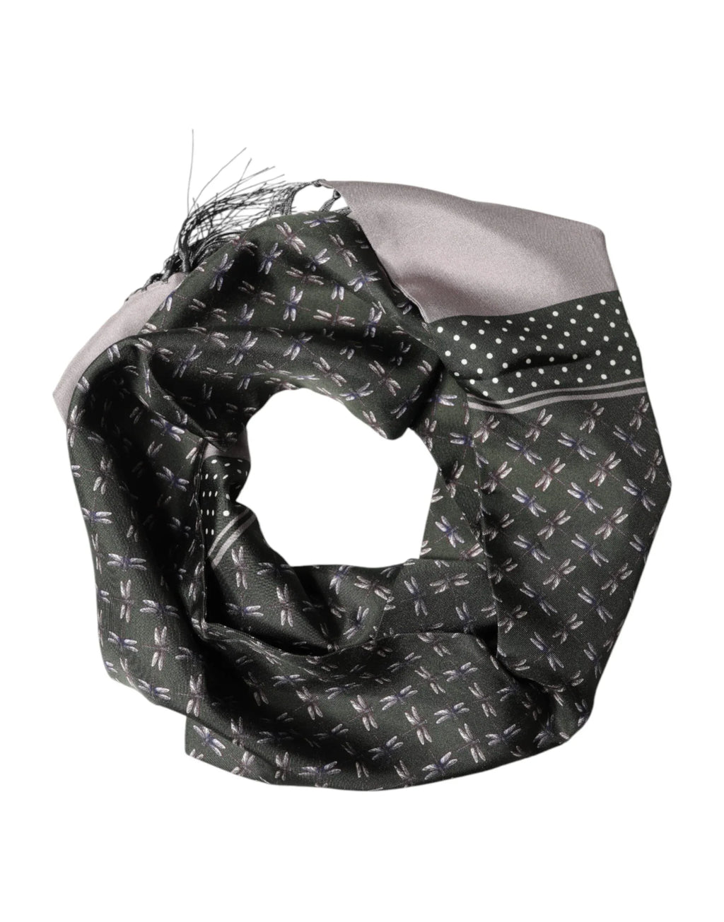 Dolce & Gabbana Gray Patterned Fringes Neck Foulard Scarf - Zeiniez