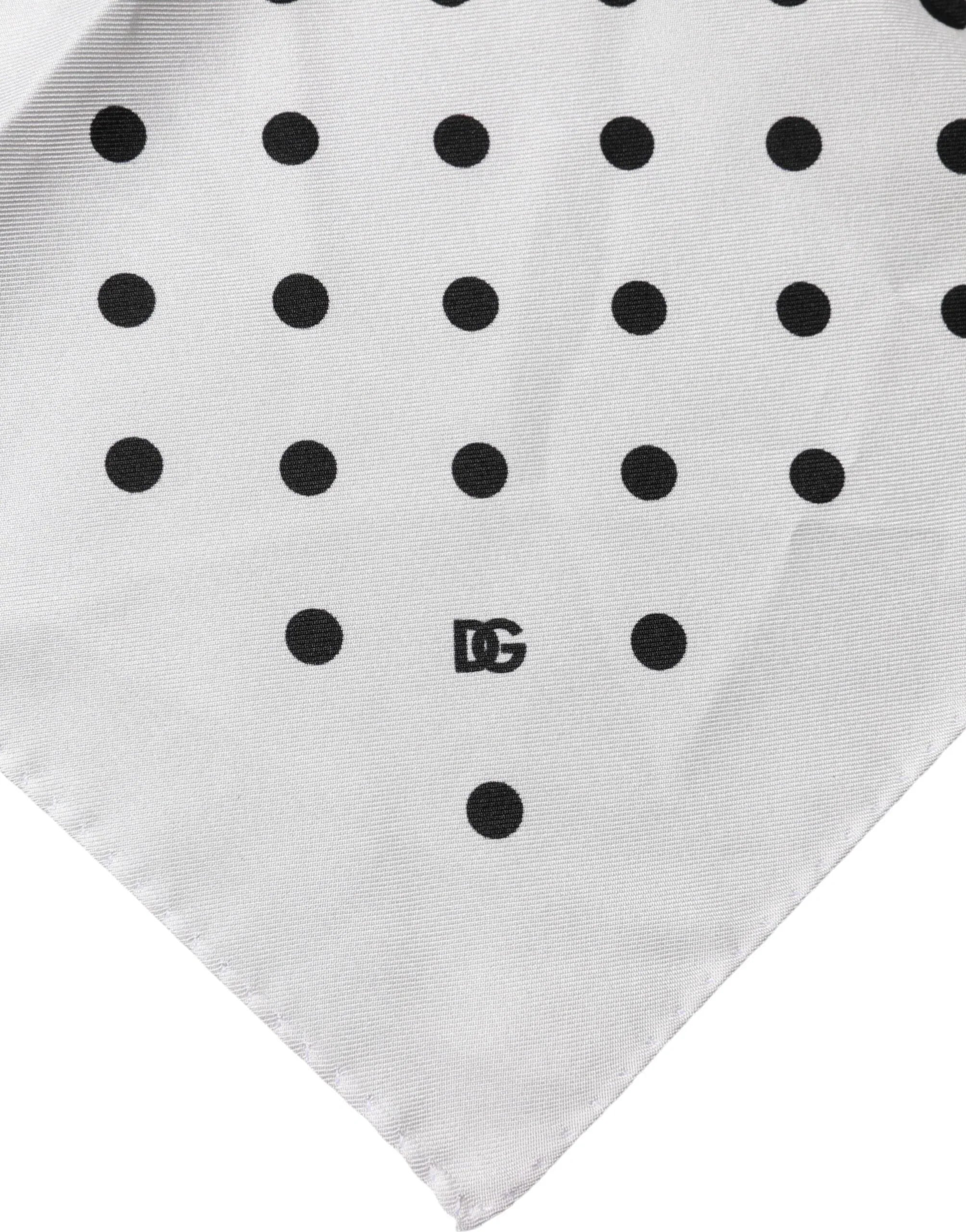 Dolce & Gabbana White Polka Dot Square Handkerchief Scarf - Zeiniez