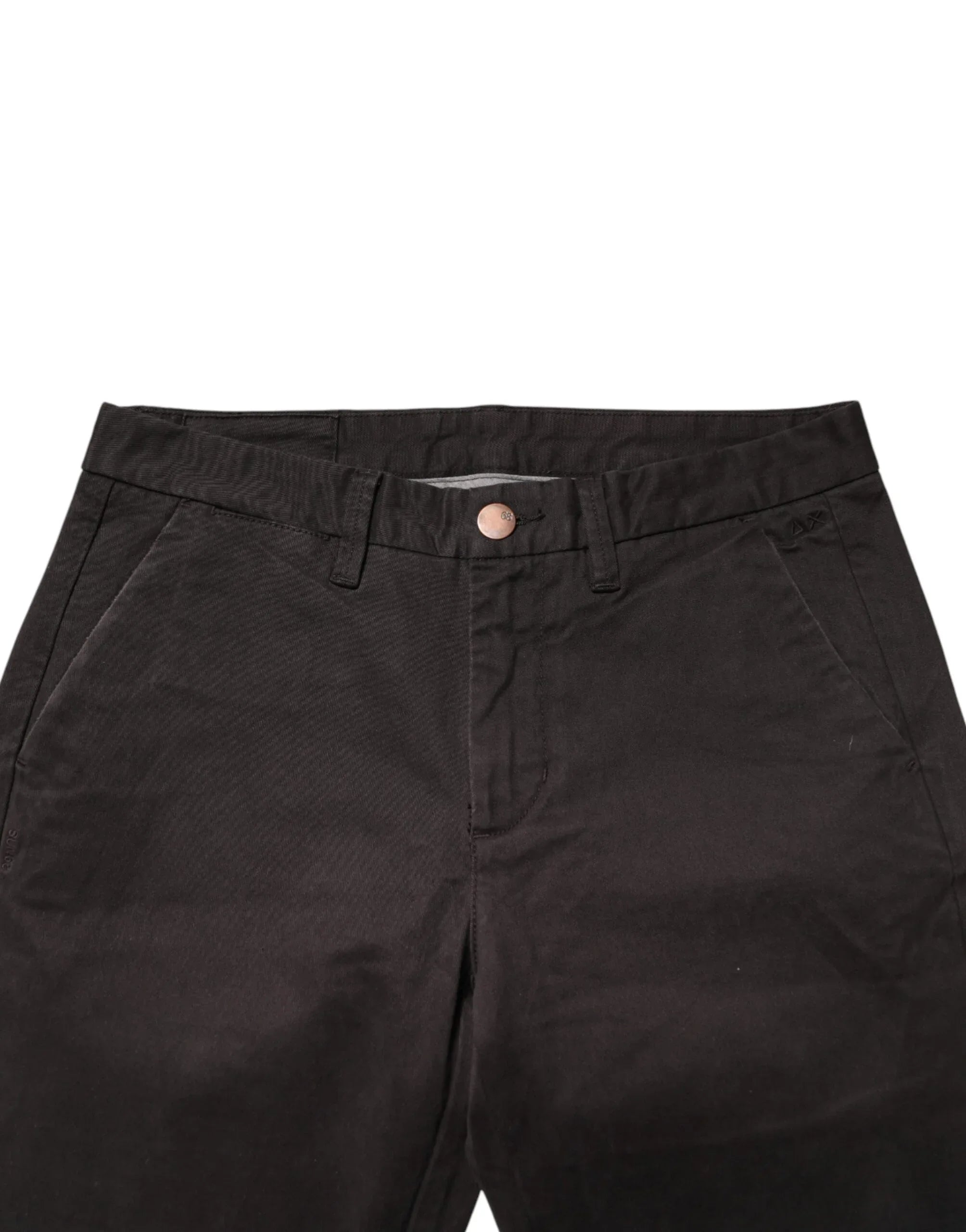 Sun68 Dark Brown Cotton Stretch Skinny Mid Waist Men Trouser Pants - Zeiniez
