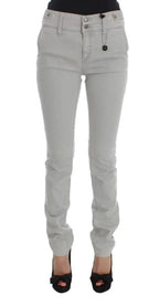 Costume National Pants Gray Cotton Blend Super Slim Fit Jeans - Zeiniez