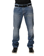 Jeckerson Blue Washed Mid Waist Straight Men Denim Trouser Jeans - Zeiniez