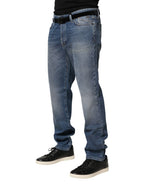 Jeckerson Blue Washed Mid Waist Straight Men Denim Trouser Jeans - Zeiniez
