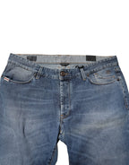 Jeckerson Blue Washed Mid Waist Straight Men Denim Trouser Jeans - Zeiniez