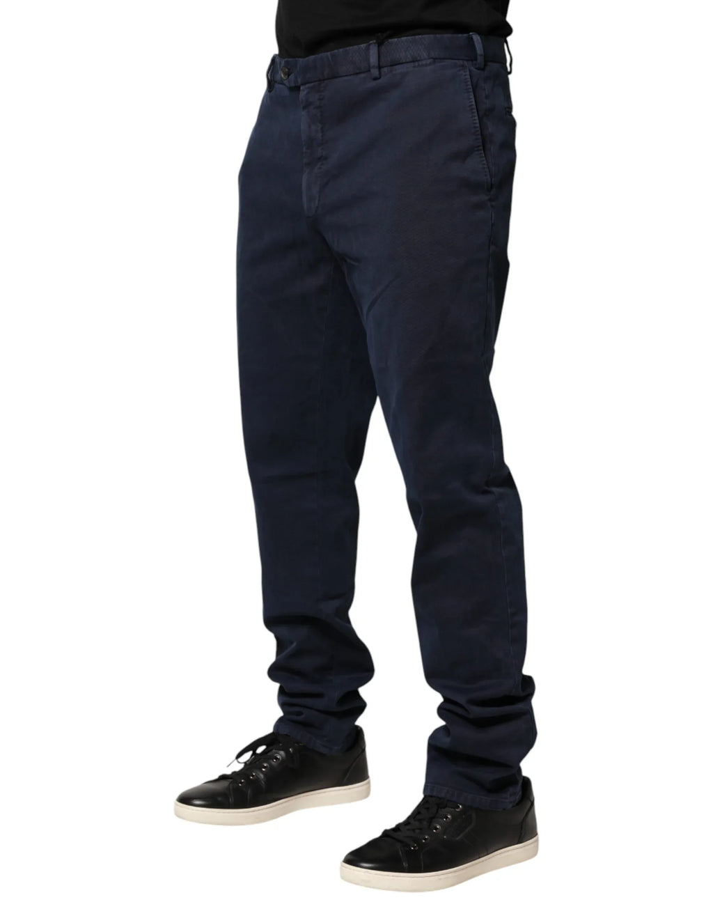 Santaniello Dark Blue Mid Waist Skinny Chino Trouser Pants - Zeiniez