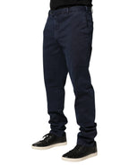 Santaniello Dark Blue Mid Waist Skinny Chino Trouser Pants - Zeiniez