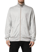 Dolce & Gabbana Light Gray Cotton Zipped Cardigan Sweater - Zeiniez