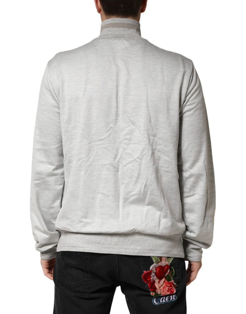 Dolce & Gabbana Light Gray Cotton Zipped Cardigan Sweater - Zeiniez