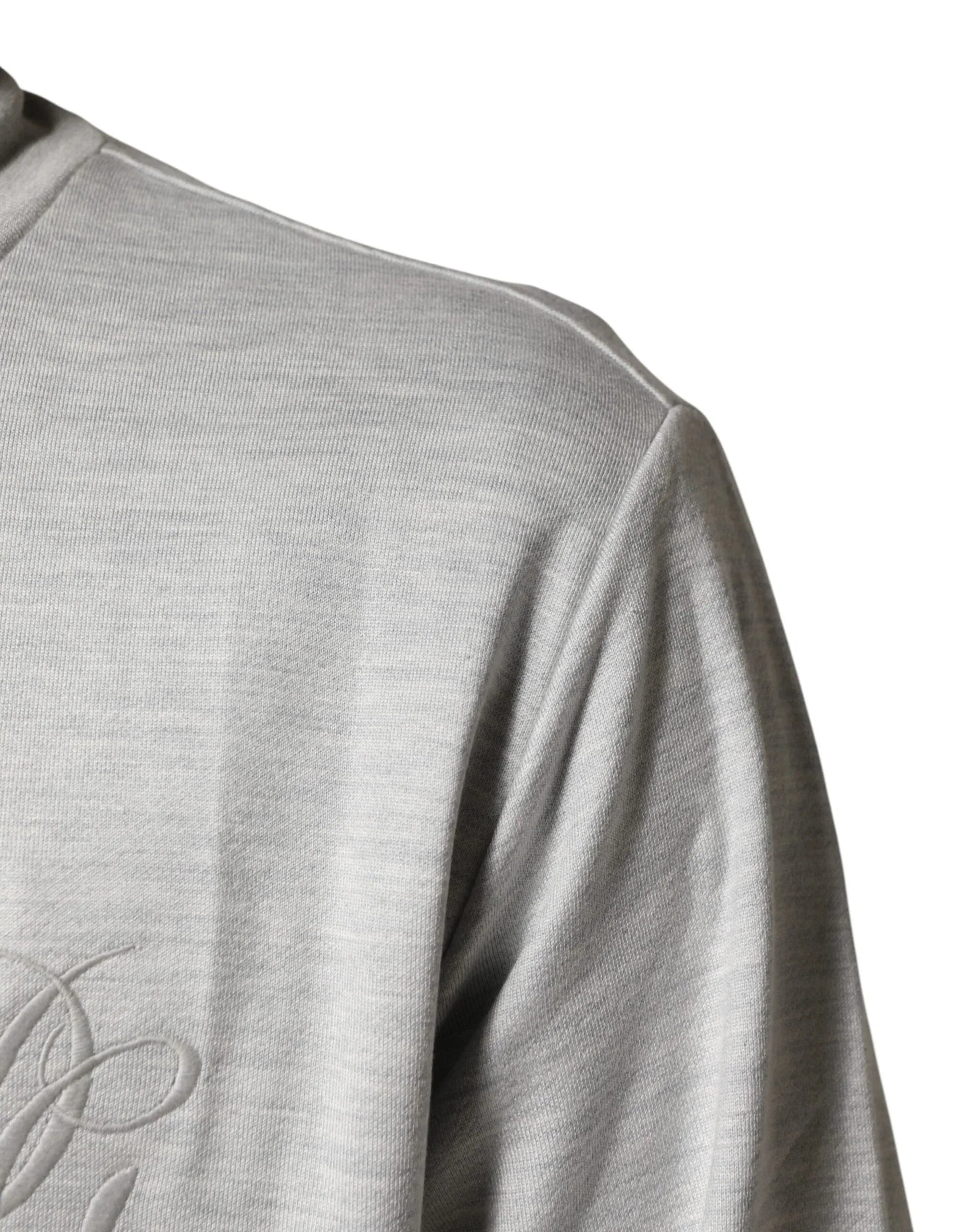 Dolce & Gabbana Light Gray Cotton Zipped Cardigan Sweater - Zeiniez