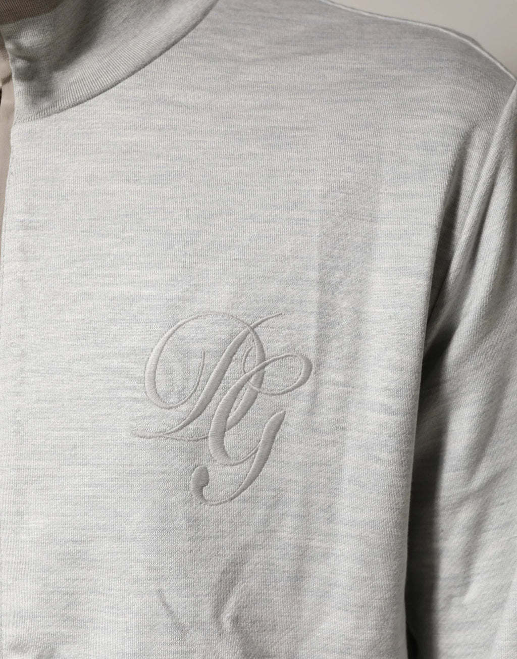 Dolce & Gabbana Light Gray Cotton Zipped Cardigan Sweater - Zeiniez