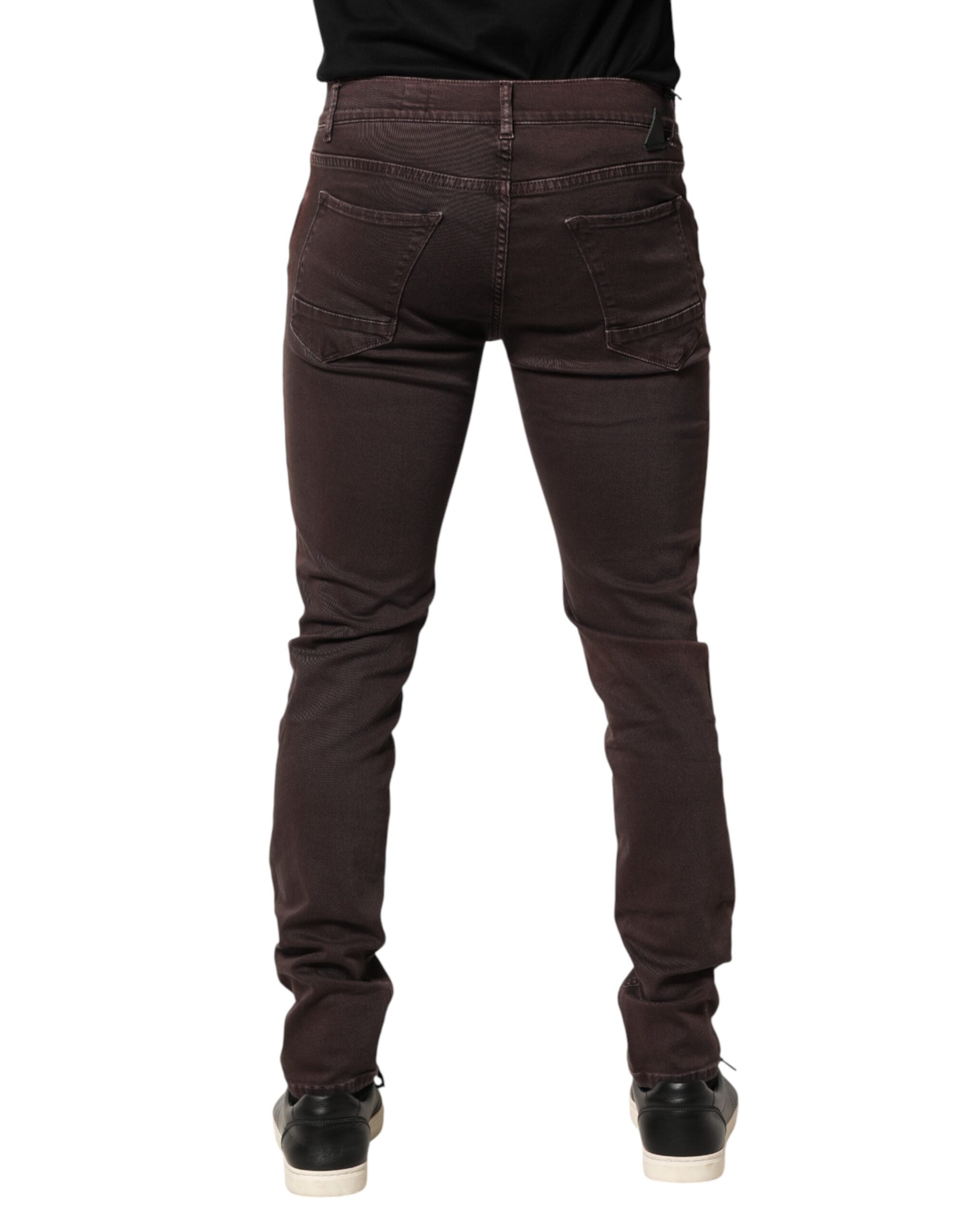 Daniele Alessandrini Brown Cotton Mid Waist Skinny Men Denim Jeans