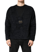 Dolce & Gabbana Black Cotton V-Neck Men Sweatshirt Sweater - Zeiniez